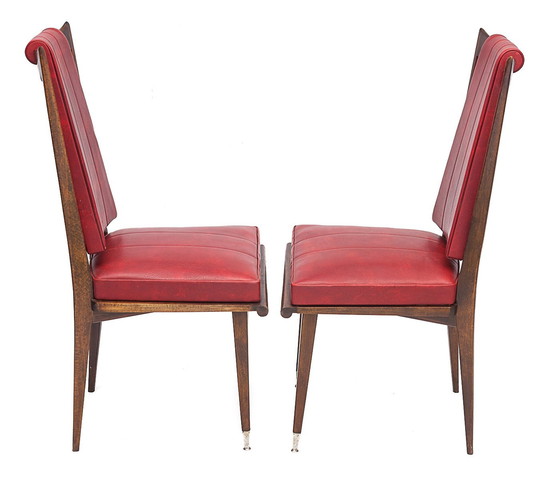 Image 1 of Pair Of Red Art Deco Chairs, 1950