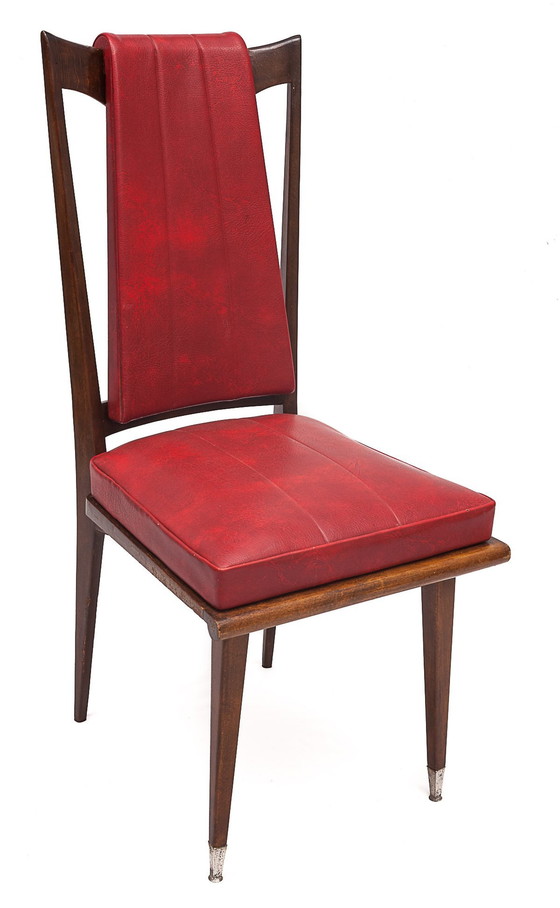 Image 1 of Pair Of Red Art Deco Chairs, 1950