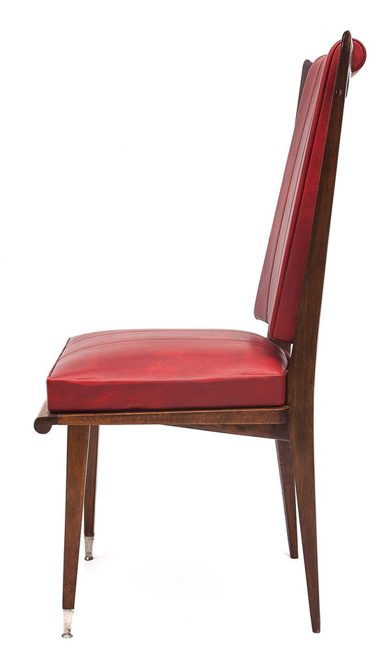 Image 1 of Pair Of Red Art Deco Chairs, 1950