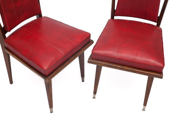 Image 1 of Pair Of Red Art Deco Chairs, 1950