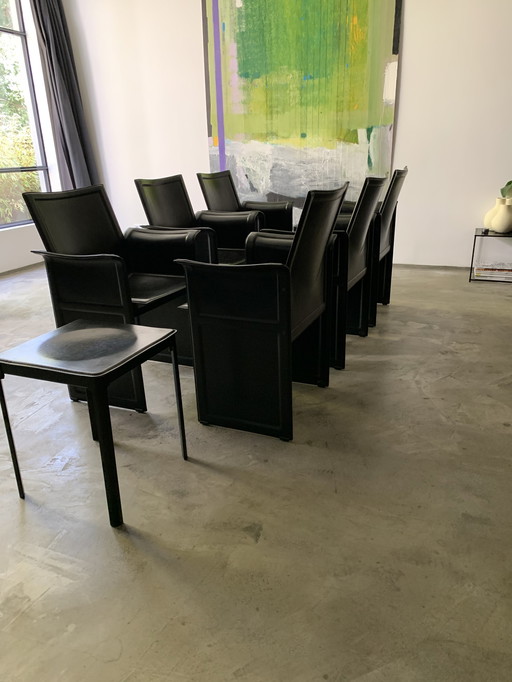 6x Matteo Grassi armchairs and 2 stools by Tito Agnoli