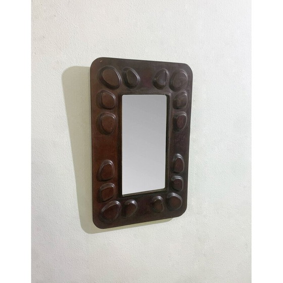 Image 1 of Mid-century Hungarian mirror in leather, 1960s