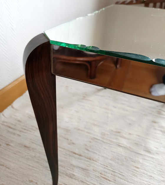 Image 1 of Table basse vintage Art Déco en verre et palissandre par Marly Frères, 1950
