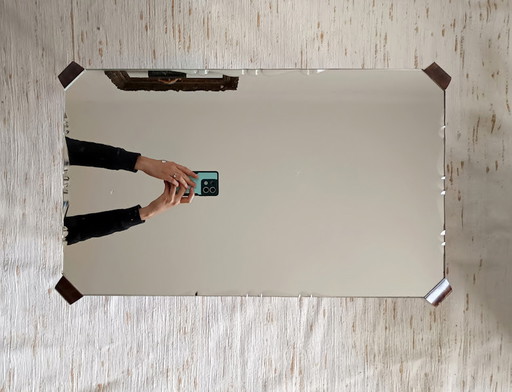 Tavolino da caffè vintage Art Déco in vetro e palissandro di Marly Frères, anni '50