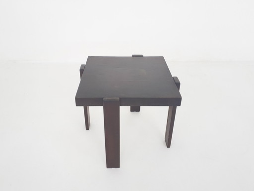 Dark Brown Square Side Table In The Style Of Porada Arredi, 1960'S