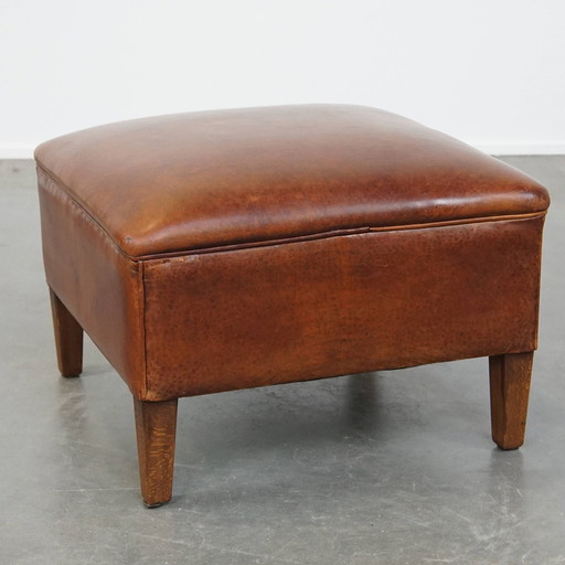 Large Square Hocker Made From Sheepskin