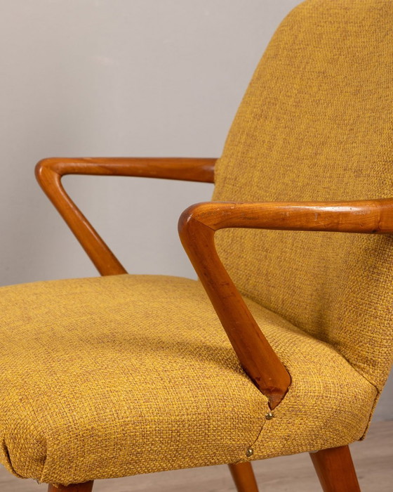 Image 1 of Vintage Italian Armchair in Yellow Fabric, 1960s