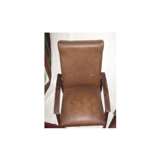 Image 1 of Pair of vintage armchairs in skai and wood, 1950-1960