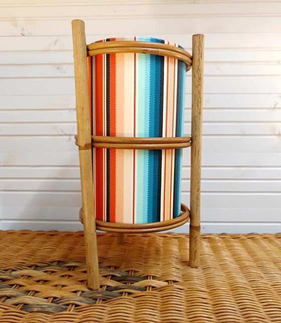 Image 1 of Vintage Rattan Lamp and Custom Shade