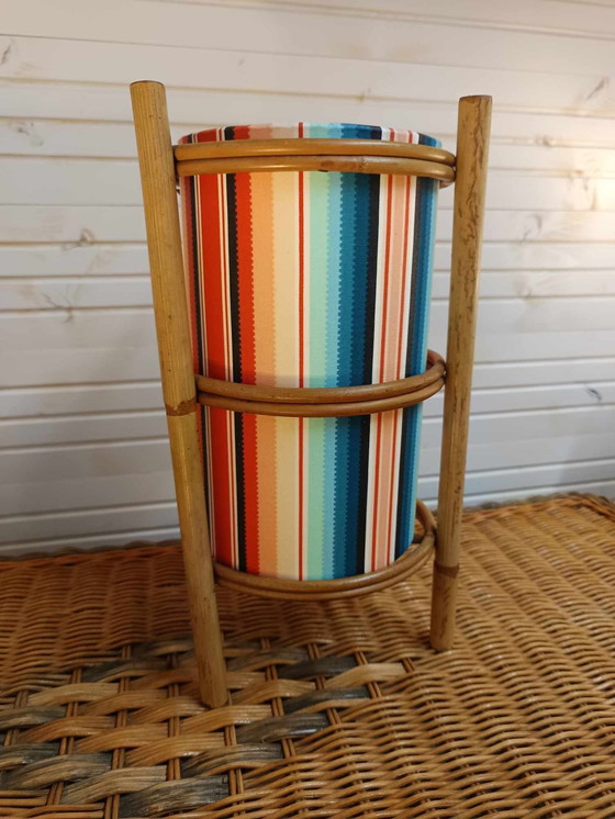 Image 1 of Vintage Rattan Lamp and Custom Shade