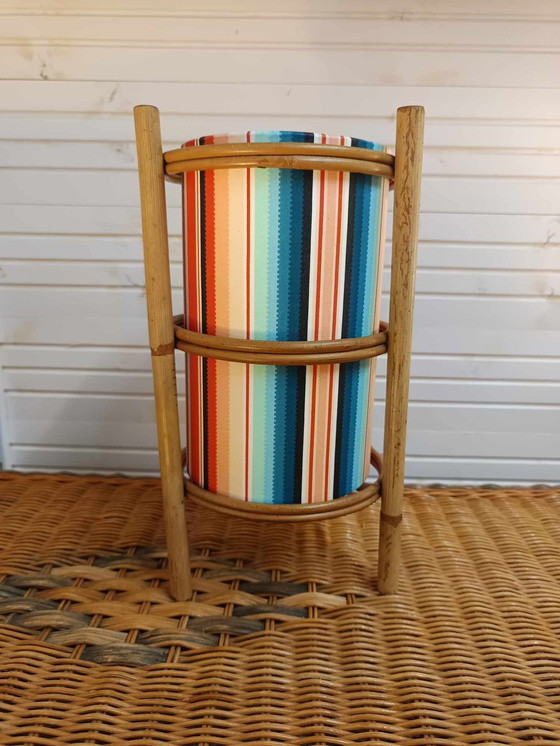 Image 1 of Vintage Rattan Lamp and Custom Shade