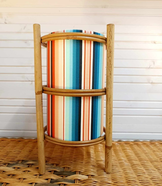 Image 1 of Vintage Rattan Lamp and Custom Shade