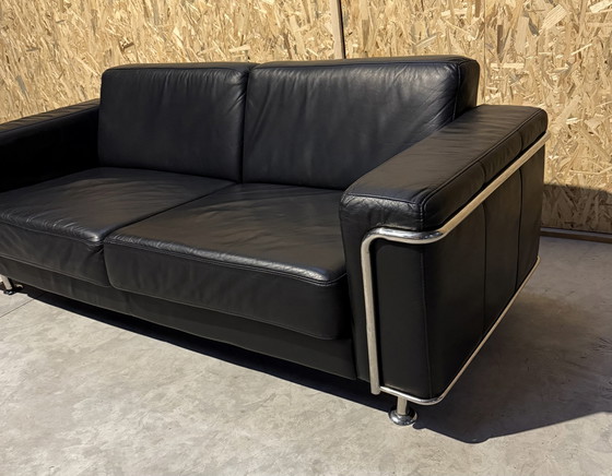 Image 1 of Divano in pelle nera ispirato a Le Corbusier