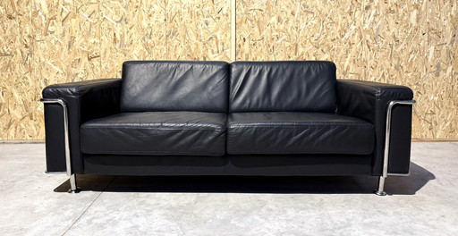 Le Corbusier Inspired Black Leather Sofa