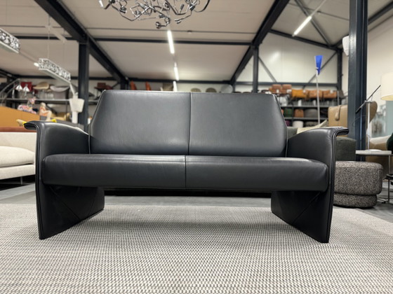 Image 1 of Pelle Divani 2 Seater sofa & Armchair black leather