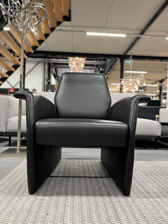 Image 1 of Pelle Divani 2 Seater Sofa & Armchair black leather