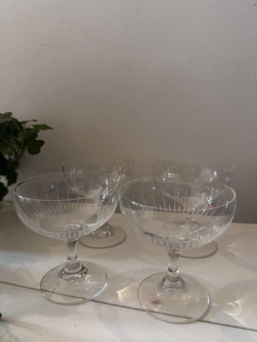 4 Coupe Champagne Glasses Crystal