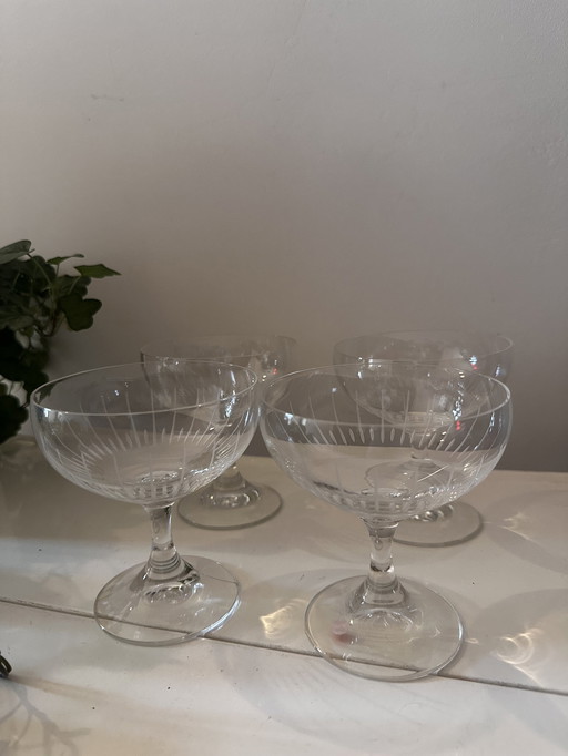 4 Coupe Champagne Glasses Crystal