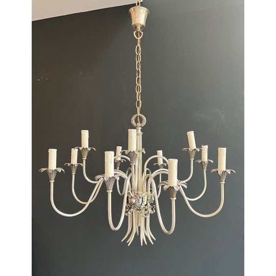 Image 1 of Vintage silver-plated chandelier by Maison Charles