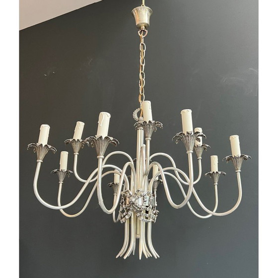 Image 1 of Vintage silver-plated chandelier by Maison Charles