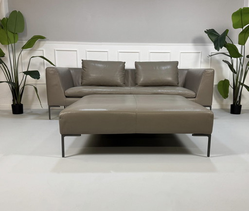 B&B Italia Charles designer brand sofa leather couch + stool