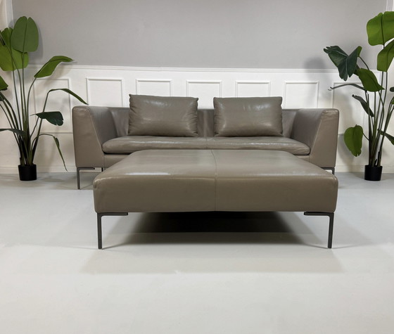 Image 1 of B&B Italia Charles designer brand sofa leather couch + stool