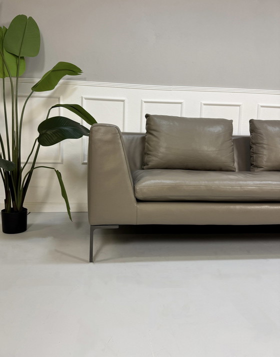 Image 1 of B&B Italia Charles designer brand sofa leather couch + stool