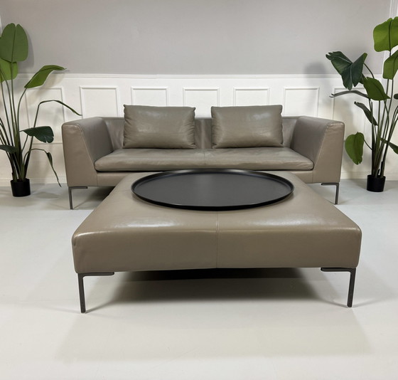 Image 1 of B&B Italia Charles designer brand sofa leather couch + stool