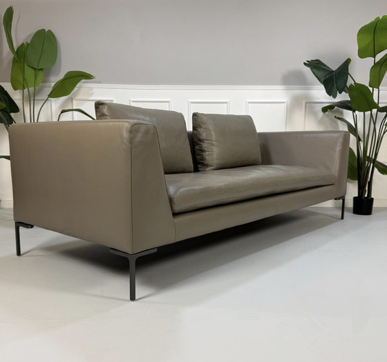 Image 1 of B&B Italia Charles designer brand sofa leather couch + stool