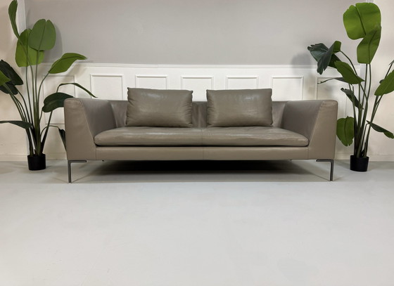 Image 1 of B&B Italia Charles designer brand sofa leather couch + stool