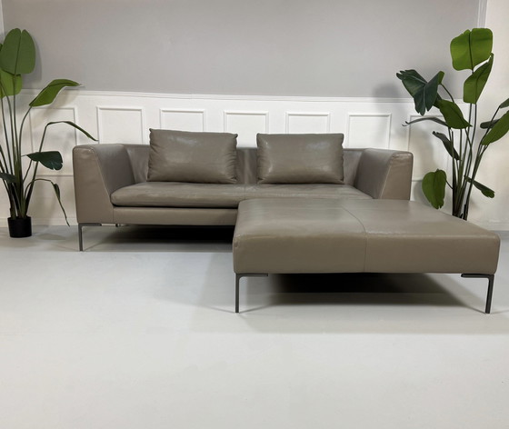 Image 1 of B&B Italia Charles designer brand sofa leather couch + stool