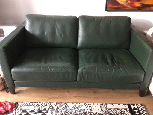 Rolf Benz Sofa Green Leather