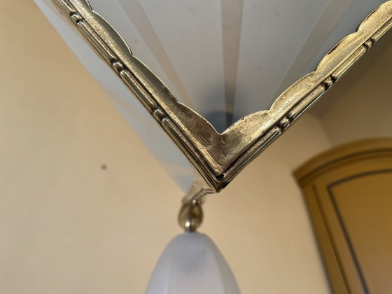 Image 1 of Ceiling Lamp With 3 Arms Chromed Brass Art Deco 1930s French