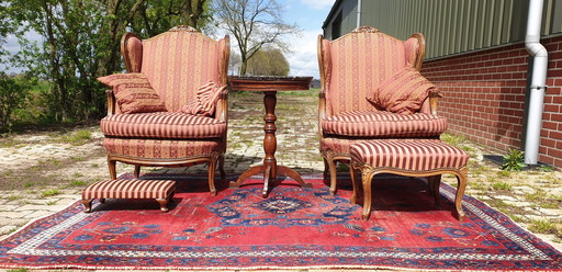 Louis Baroque Armchairs With Footstool