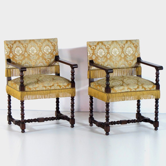 Image 1 of 2x Antique library armchairs