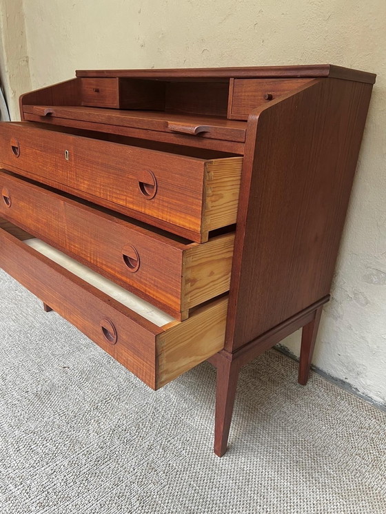 Image 1 of Teak Wooden Secretaire With Drawers Danish Design