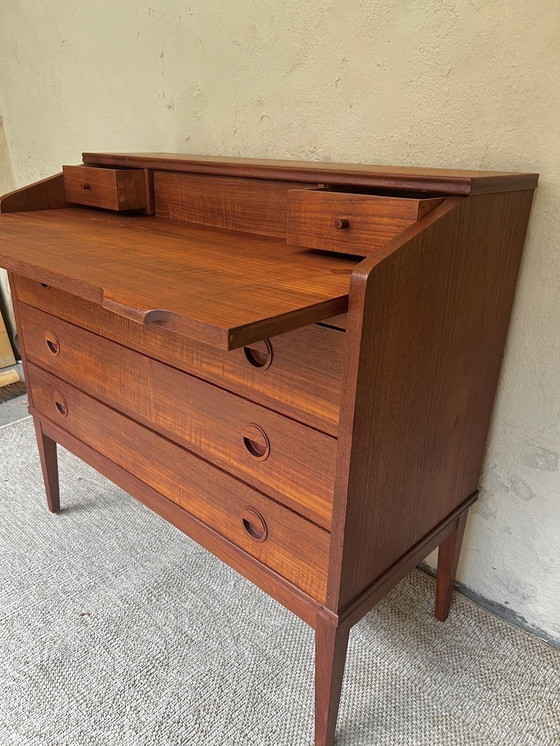 Image 1 of Teak Wooden Secretaire With Drawers Danish Design