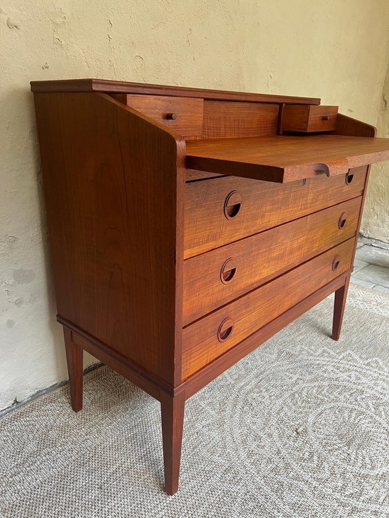 Image 1 of Teak Wooden Secretaire With Drawers Danish Design