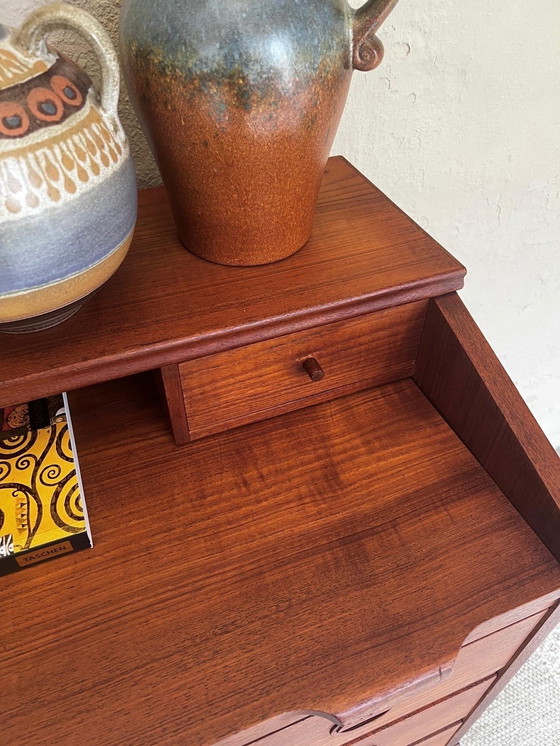 Image 1 of Teak Wooden Secretaire With Drawers Danish Design