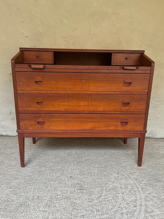 Image 1 of Teak Wooden Secretaire With Drawers Danish Design