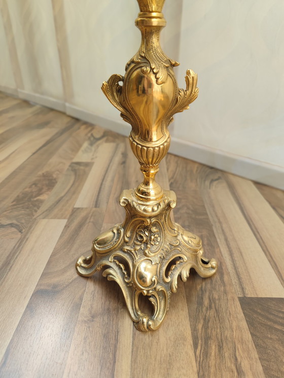 Image 1 of Candeliere a 5 bracci riccamente decorato, ottone, cimelio