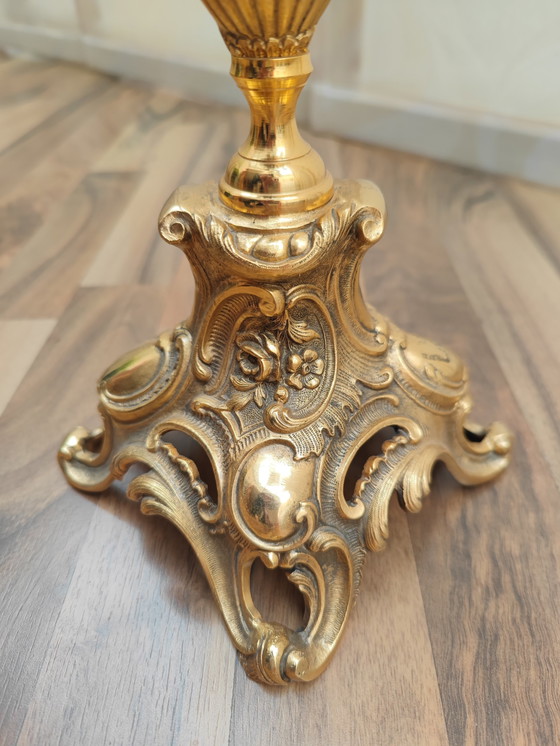 Image 1 of Candeliere a 5 bracci riccamente decorato, ottone, cimelio