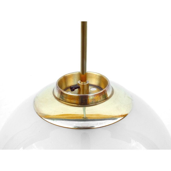 Image 1 of Coppia di lampade a sospensione vintage Ls2 in vetro lattimo e ottone di Azucena Luigi per Caccia Dominioni, Italia 1952