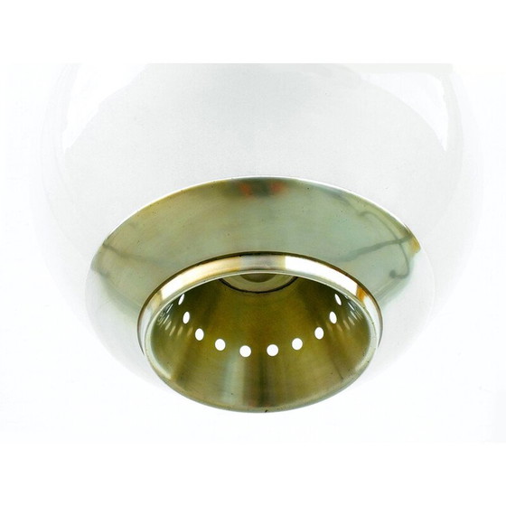 Image 1 of Coppia di lampade a sospensione vintage Ls2 in vetro lattimo e ottone di Azucena Luigi per Caccia Dominioni, Italia 1952