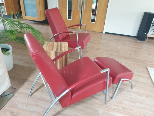 2x Harvink Club Design armchairs including Hocker!