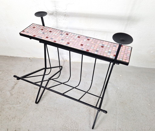 Vintage Side Table With Reading Tray And Candlesticks