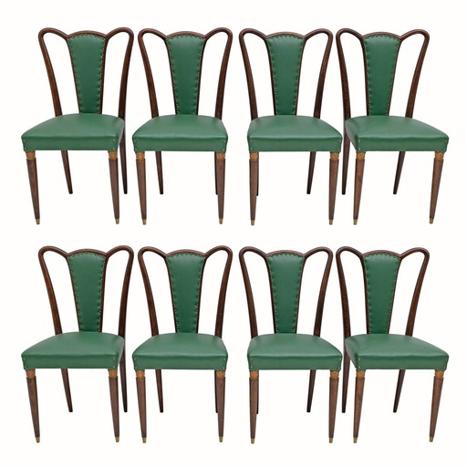 Eight Mid-Century Modern Dining Chairs Attributed To Guglielmo Ulrich, 1940S