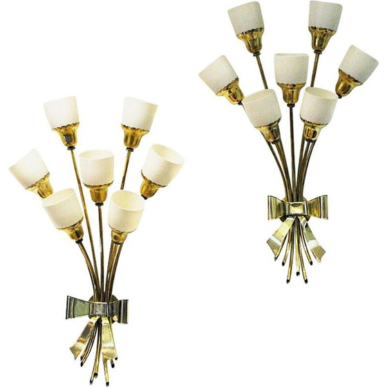 Image 1 of Pair of vintage brass sconces, Denmark 1940