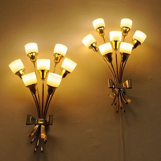 Image 1 of Pair of vintage brass sconces, Denmark 1940