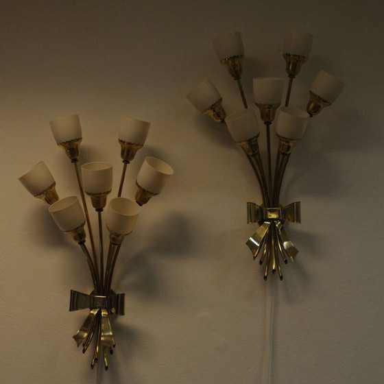 Image 1 of Pair of vintage brass sconces, Denmark 1940